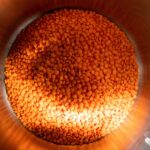 Lenticchie cucinate con spezie e aromi, pronte per essere servite in un piatto.